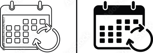 Calendar Icon for Recurring Events: The images depict a calendar icon with a circular arrow, representing the concept of recurring events or appointments.