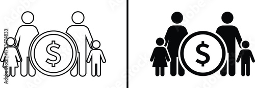 Family Financial Harmony: This illustration depicts a family unit in harmony with a symbol of financial security, representing stability and prosperity.