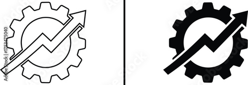 Innovation and Growth: Gear and Arrow. Capturing the essence of progress and industrial ingenuity, the image features a gear, symbolizing industry, intertwined with an arrow.