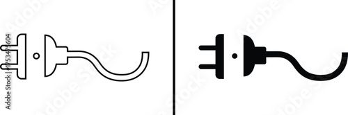 Electrical Power Plug Symbol: A graphic representation of electrical power plug that showcases the connection and the essence of energy transfer. This graphic design can be used for several cases.