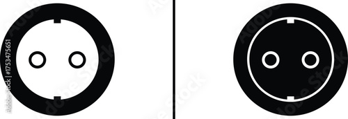 Socket Icons: Contrasting monochrome icons of electrical sockets, presenting a visual representation of power connection and electrical infrastructure.