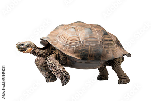 Wallpaper Mural Tortoise on a white isolated background, showcasing its distinctive shell and slow-moving nature. Torontodigital.ca