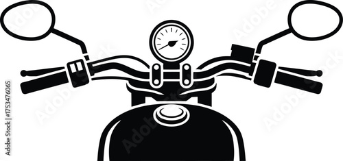Motorcycle handlebar view vector illustration for custom bike project design