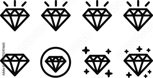 Diamond icon set vector illustration for jewelry design and luxury graphic art