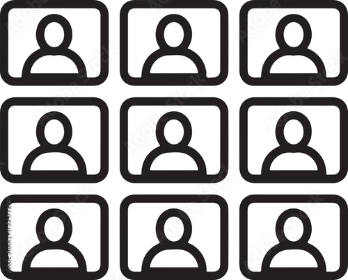 Vector art of online meeting icon showing a group of people in video conference symbolizes remote work, virtual communication, and digital collaboration in the modern workplace on