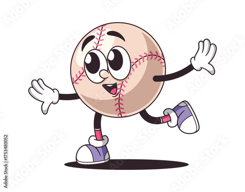 Baseball ball cartoon character rejoicing