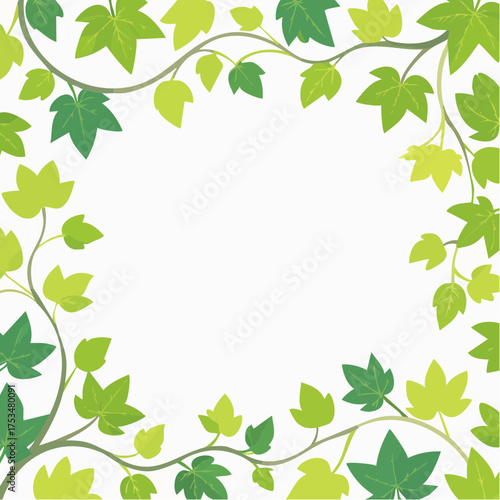 Green Ivy Vine Border Frame with Leaves.
