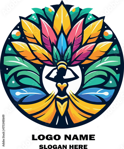 Brazilian carnival logo icon vector white background .