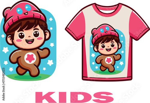 Kids tshirt printlogo icon vector white background. .