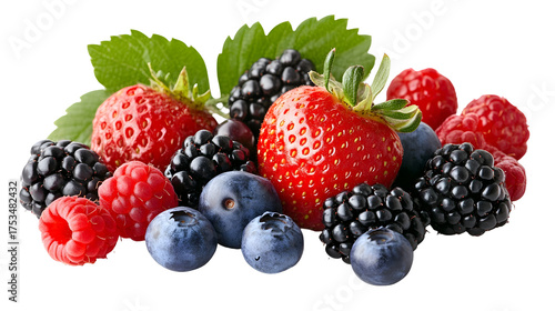 Fresh mixed berries macro close-up for healthy summer nutrition and culinary arts