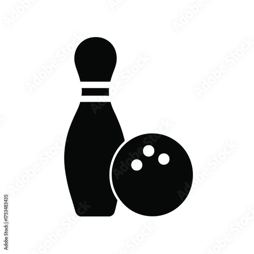 Bowling Pin and Ball Silhouette Vector Icon