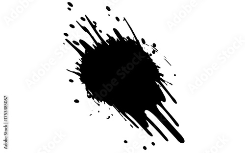 Black paint splashed on white background. ink vector