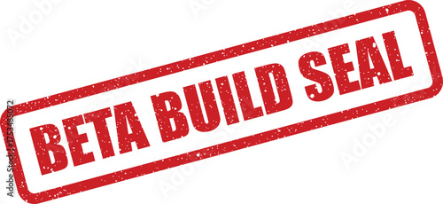 Distressed rubber stamp graphic displaying BETA BUILD SEAL for software development version verification