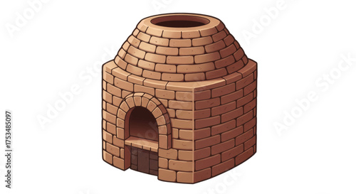 Brick Kiln Illustration for Industrial Processes and Traditional Manufacturing