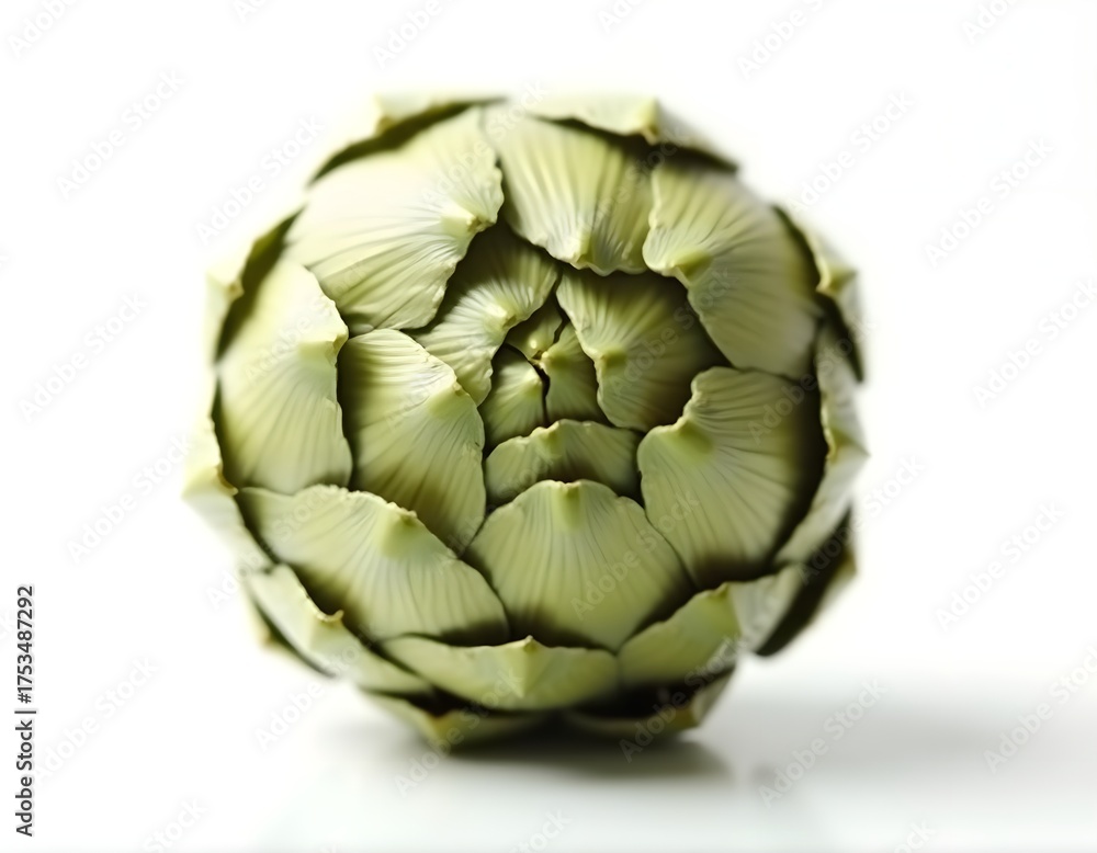 Fototapeta premium Geometric Artichoke Deconstructed into Sharp Overlapping Layers Isolated on White Background
