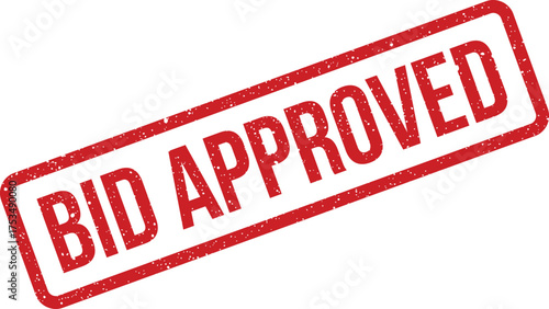 Distressed vector illustration indicating official bid approval for corporate project management