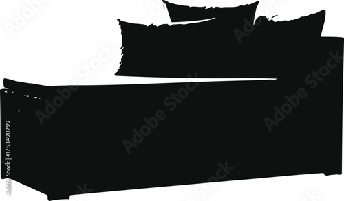 Modern black wicker bench with soft cushions for outdoor relaxation
