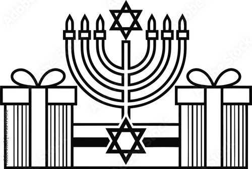 Hanukkah Chanukah celebration illustration design. Jewish Hanukkah festival art design. Menorah candle Hanukkah design. Traditional Hanukkah celebration design. Festival of Lights Hanukkah design