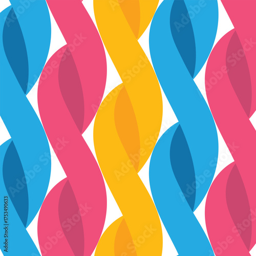 Background abstract seamless pattern of geometric wave shapes. Colorful rope motif