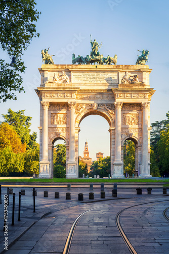 Wallpaper Mural Arch of Peace  or Arco della Pace, city gate in the centre of the old town of Milan in the sunny day, Lombardy, Italy. Torontodigital.ca