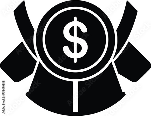 Fotografie Vector art of black silhouette of a cross with wings