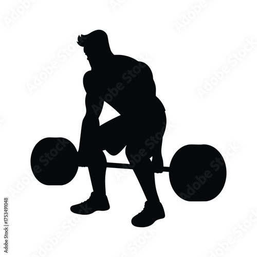 Weightlifter Deadlifting Barbell Silhouette