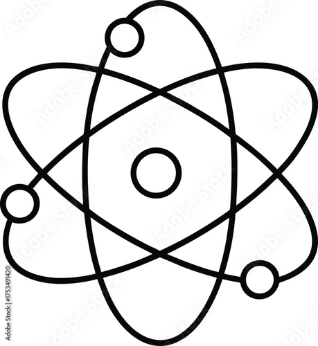Atom Symbol Icon Science and Physics Illustration Vector Design Isolated on Transparent Background Scientific Model Molecule Structure