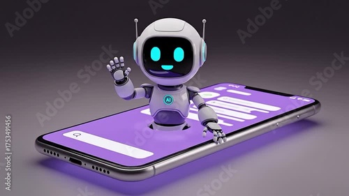 Wallpaper Mural Cute AI Robot Emerging from Smartphone Screen artificial intelligence Torontodigital.ca