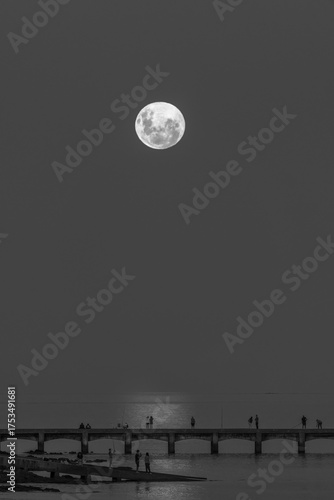 full moon over the city