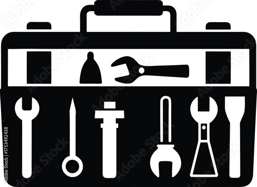 Vector art of toolbox with various tools