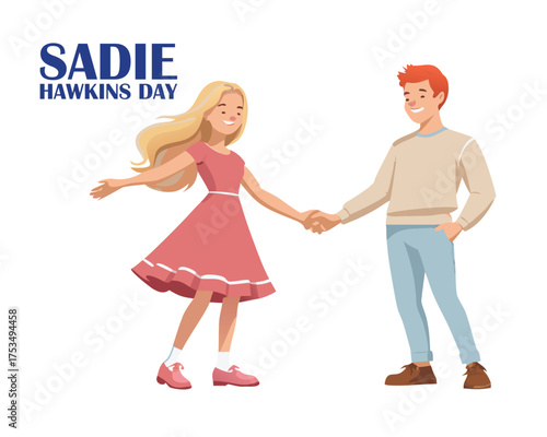 Couple Celebrating Sadie Hawkins Day in Dance.