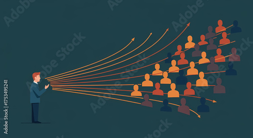 Effective outreach and communication: a figure broadcasting to a diverse audience, ideal for marketing, public relations, 3 strategy, and web d