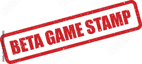 Grungy rectangular seal graphic displaying BETA GAME STAMP text for signifying development phases and early content publication