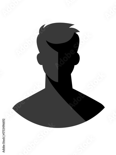 Silhouette of Male Avatar Profile Icon on Transparent Background. Vector Illustration.