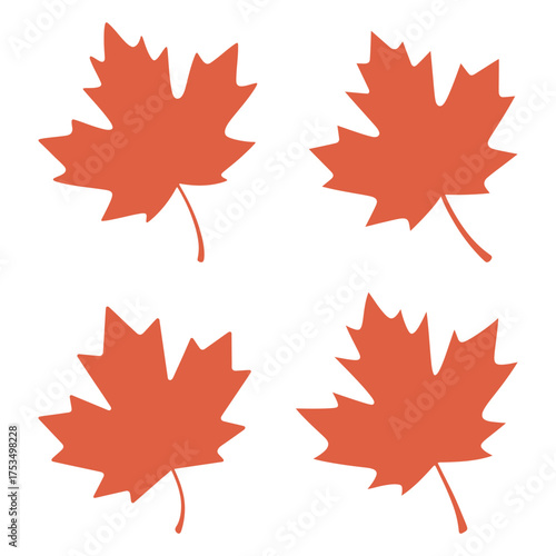 Autumn maple leaf pattern in a simple vector design isolated, vector illustration