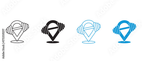 Gym locator icon set for fitness center location concept, vector illustration