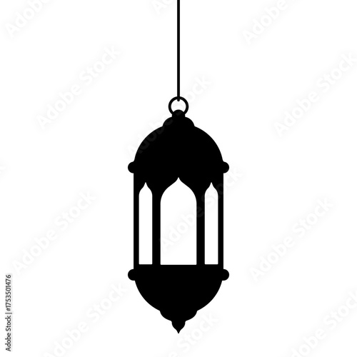 Hanging Oriental Lantern Silhouette Illustration