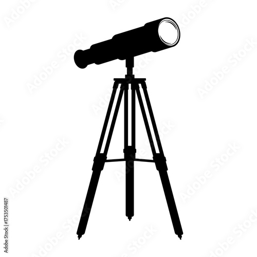 Telescope on Tripod Silhouette Icon illustration