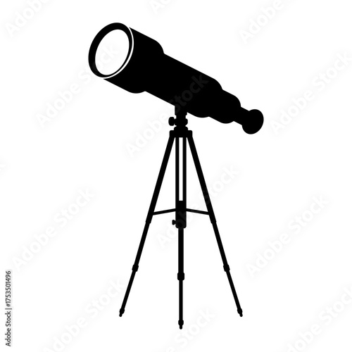 Big Telescope on Tripod Silhouette Icon illustration