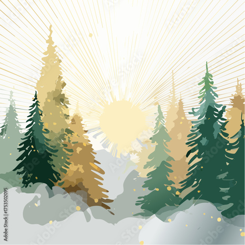 Magischer Wald mit Lichtstrahlen