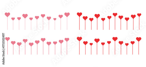 Romantic Heart Arrangement with Pink and Red Colors on White Background, vector illustration