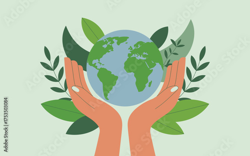Hands gently cupping planet earth symbolizing global care and environmental protection