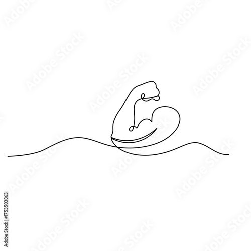  Human arm bicep icon continuous one line drawing outline vector illustration
