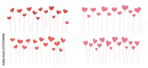 Heart Balloons Minimalist Design for Valentines Day or Romantic Backdrop, vector illustration