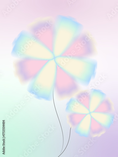 Cosmos bloom made with Opal Gleam palette with Glimmer Pink, Shimmer Yellow, Glow Blue, Lustre Purple and Dewdrop Green