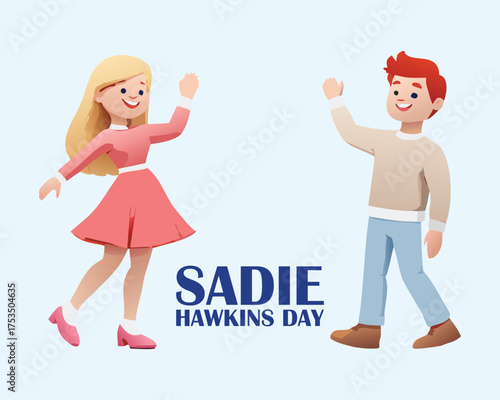 Couple Celebrating Sadie Hawkins Day in Dance.