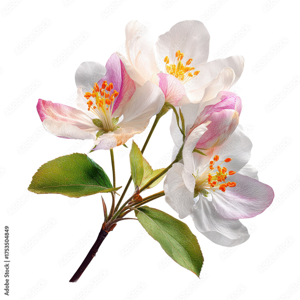 Fototapeta premium Close up of a flowering branch with white and pink blossoms