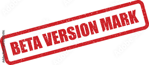 Grungy textured rubber stamp mark indicating a software products beta version status
