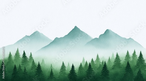 Misty emerald peaks cradle serene pine whispers, evoking Earth Day reflections and the tranquil spirit of Arbor Day