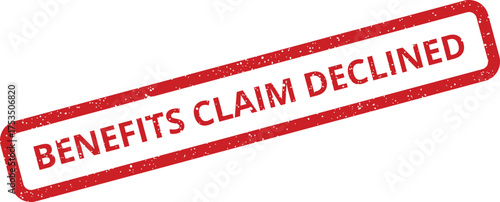 Official document stamp graphic communicating that a claim for benefits was unsuccessful